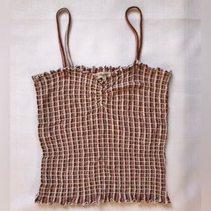 Madewell Terracotta and Blush Gathered Knit Tank